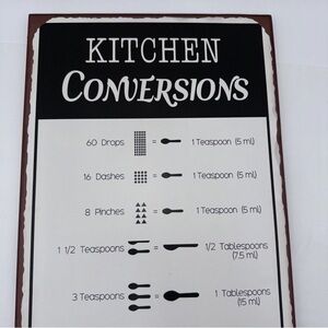 Kitchen Conversions Wall Sign 32x10 Rustic Farmhouse Cooking Measurement Decor